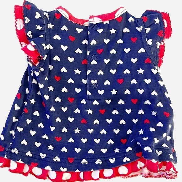CUDDLE BEAR Star and Hearts Red White Blue Baby Girl Top - 3 Months - Picture 2 of 7